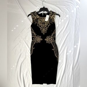 NWT Fashion Nova Black and gold midi dress